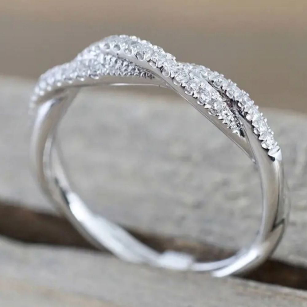 14k silver Plated minimalist simulated diamond ring